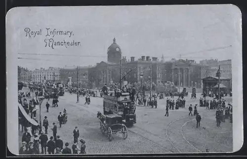 AK Manchester, Royal Infirmary, Strassenbahn