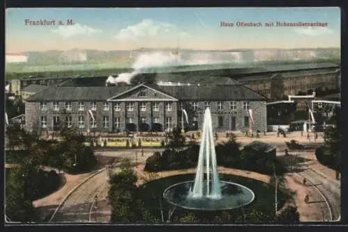 AK Frankfurt a. M.-Westend, Haus Offenbach mit Hohenzollernanlage, Strassenbahn