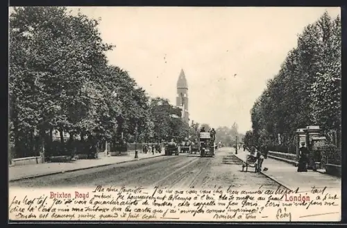 AK London, Brixton Road, Strassenbahn