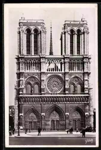 AK Paris, Cathédrale Notre-Dame, Facade