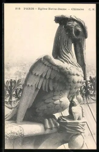 AK Paris, Eglise Notre-Dame, Chimère