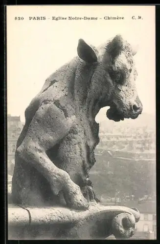 AK Paris, Eglise Notre-Dame, Chimère