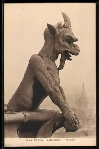 AK Paris, Cathédrale Notre-Dame, Chimère