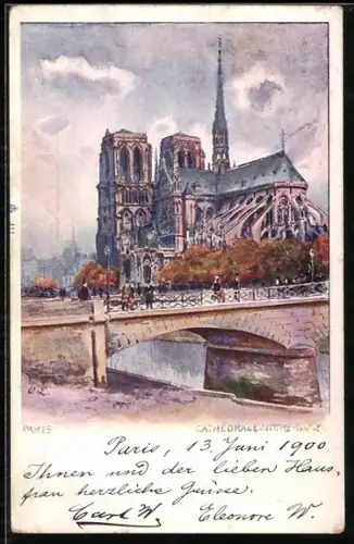 Künstler-AK Paris, Cathedrale Notre-Dame