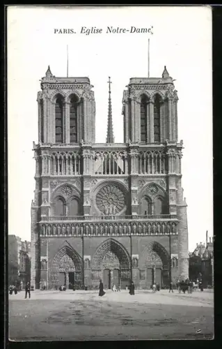 AK Paris, Cathédrale Notre-Dame, la Facade
