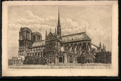 Künstler-AK Paris, Eglise Notre-Dame