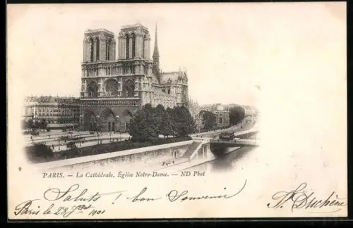 AK Paris, La Cathédrale, Église Notre-Dame