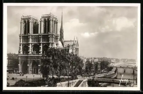 AK Paris, Cathédrale Notre-Dame, Vue général