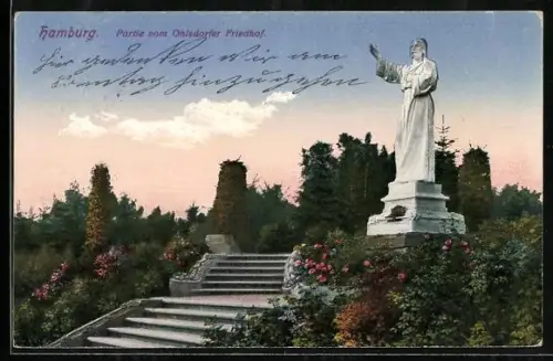 AK Hamburg, Partie vom Ohlsdorfer Friedhof