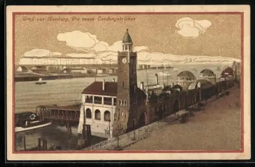 AK Hamburg-St.Pauli, Die neuen Landungsbrücken