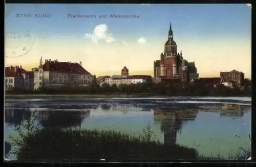 AK Stralsund, Frankenteich, Marienkirche