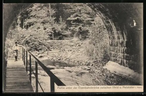 AK Netzkater /Harz, Partie unter der Eisenbahnbrücke zwischen Ilfeld und Netzkater