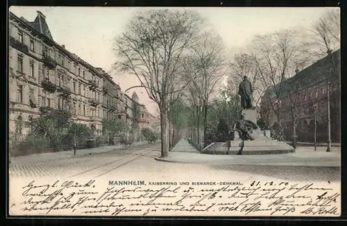 AK Mannheim, Kaiserring, Bismarck-Denkmal