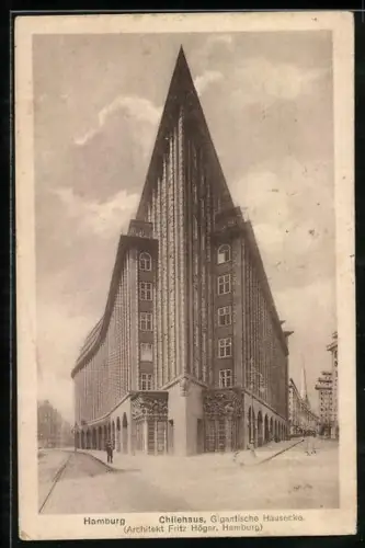 AK Hamburg-Kontorhausviertel, Chilehaus, gigantische Hausecke