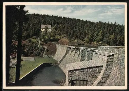 AK Plauen i. V., Staumauer an der Pirker Talsperre