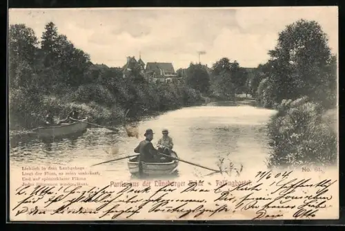 AK Fallingbostel /Lüneburger Heide, Flusspartie mit Ruderbooten