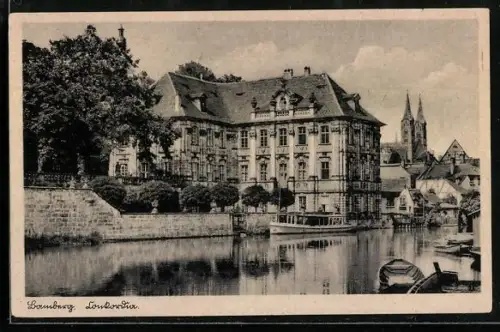 AK Bamberg, Concordia, Flusspartie mit Booten