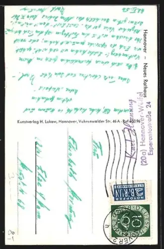 AK Hannover, Neues Rathaus im Winter