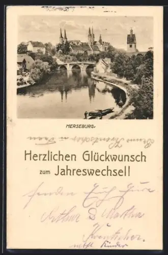 AK Merseburg, Stadtansicht mit Brücke und Dom