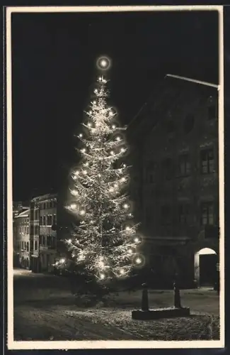 AK Bad Tölz, Beleuchteter Weihnachtsbaum