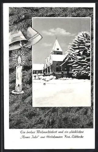 AK Holzhausen /Lübbecke, Kirche im Winter