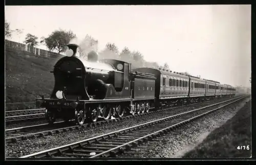 AK Britische Lokomotive Nr. 430 der LSWR mit Personenwaggons, englische Eisenbahn