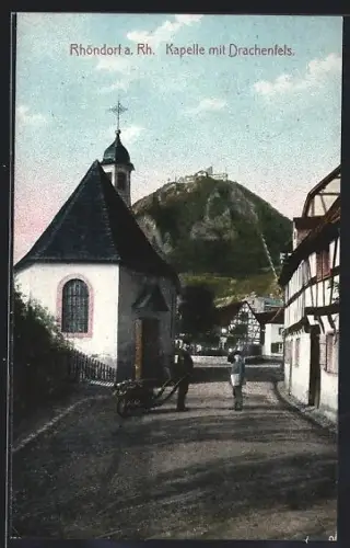 AK Rhöndorf a. Rh., Kapelle mit Drachenfels