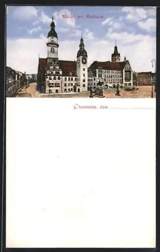 AK Chemnitz, Markt mit Rathaus