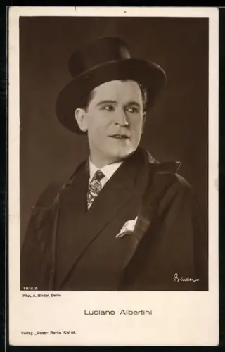 AK Schauspieler Luciano Albertini im Anzug mit Zylinder