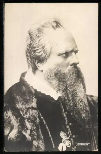 AK Schauspieler Devrient im Profil mit langen Bart