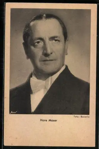 AK Schauspieler Hans Moser mit ernsten Blick porträtiert