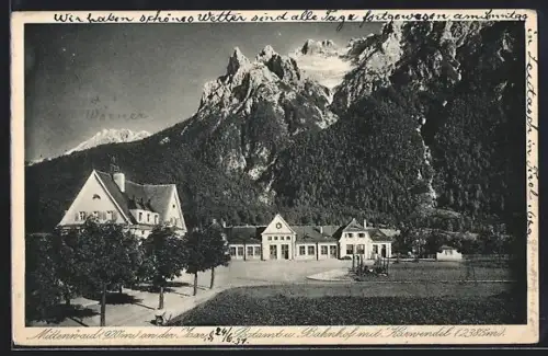 AK Mittenwald, Bahnhof und Karwendel
