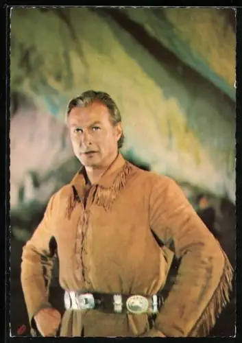 AK Schauspieler Lex Barker als Old Shatterhand im Karl May-Film Der Schatz im Silbersee