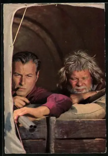 AK Karl May Film Winnetou 1. Teil, Schauspieler Lex Barker und Ralf Wolter