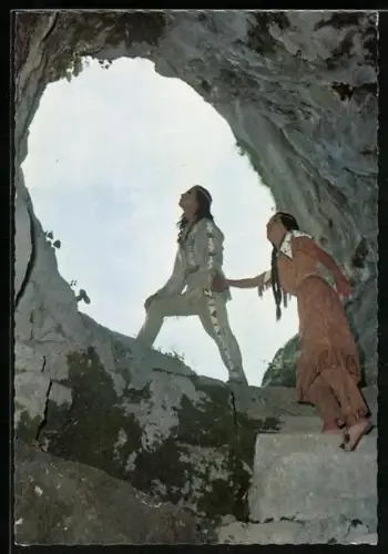 AK Karl May Film Winnetou 2. Teil, Schauspieler Pierre Brice und Karin Dor