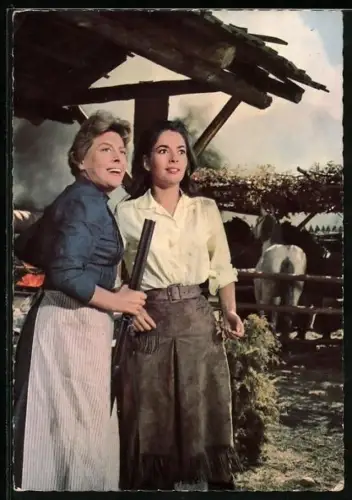 AK Karl May Film Der Schatz im Silbersee, Schauspielerinnen Karin Dor und Marianne Hoppe