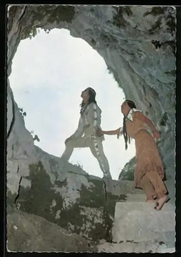 AK Karl May Film Winnetou 2. Teil, Schauspieler Pierre Brice und Karin Dor