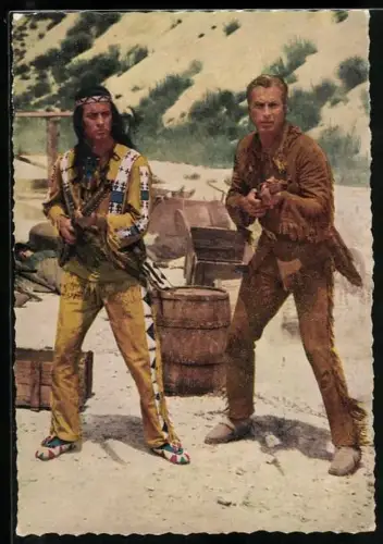 AK Schauspieler Pierre Brice und Lex Barker in Winnetou