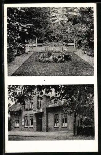 AK Jeddingen, Gasthof Zum Bahnhof, Garten