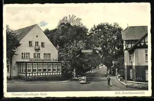 AK Munster in der Lüneburger Heide, Winkelmanns Hotel in der Wilh. Bockelmannstrasse
