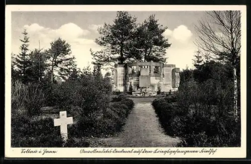 AK Soltau i. Hann., Unvollendetes Denkmal auf dem Kriegsgefangenen-Friedhof