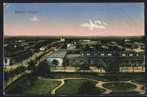 AK Munster /Lager, Lagergelände mit Gebäuden und Gartenanlage