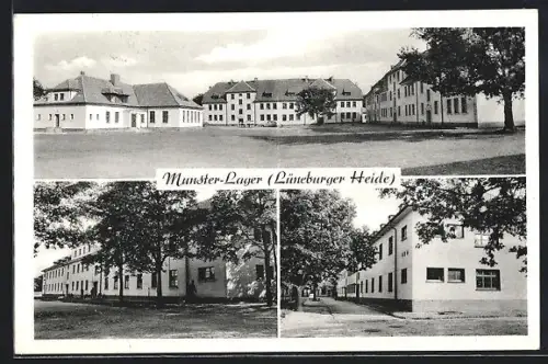 AK Munster-Lager /Lüneburger Heide, Kasernengebäude und Lageransichten