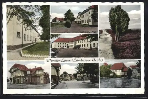 AK Munster-Lager /Lüneburger Heide, Kasernengebäude, Ortsansichten, Gasthaus