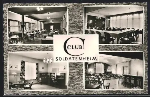 AK Munster-Lager /Lüneburger Heide, Soldatenheim, Clubraum, Hauptraum, Lesezimmer, Milchbar