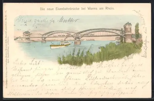 AK Worms am Rhein, Neue Eisenbahnbrücke