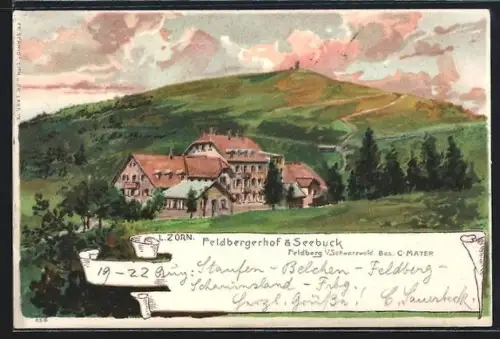 Lithographie Feldberg /Schwarzwald, Feldbergerhof, Seebuck