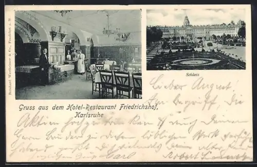 AK Karlsruhe, Hotel-Restaurant Friedrichshof, Schloss