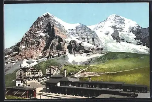 AK Kleine Scheidegg, Ortsansicht mit Eiger und Mönch