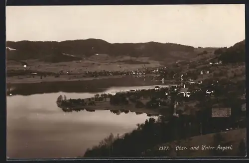 AK Ober-Aegeri, Panorama mit Unter-Aegeri